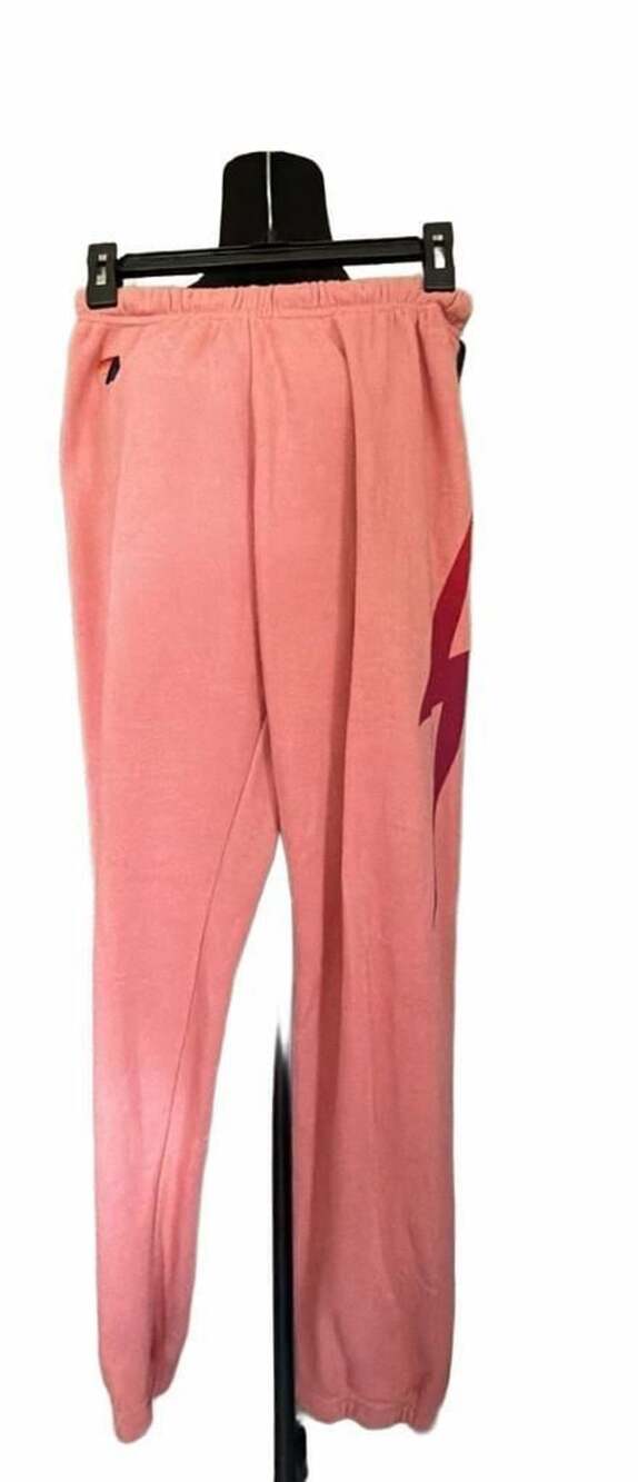 727 Aviator Nation Lightning Bolt Sweatpants Size S Pink